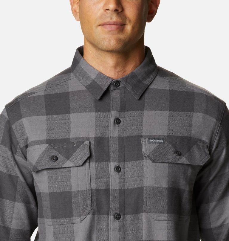 Men's Flare Gun Stretch Flannel Shirt, Color: City Grey Twill Buffalo Check