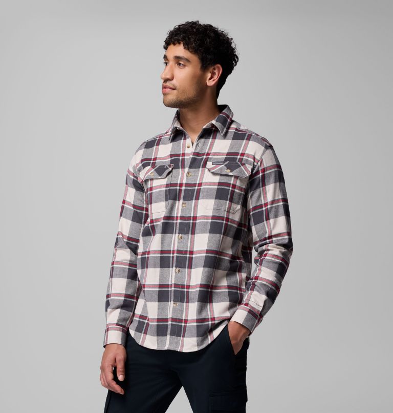 Men's Flare Gun Stretch Flannel Shirt, Color: Dark Stone Trails Edge Plaid, image 4