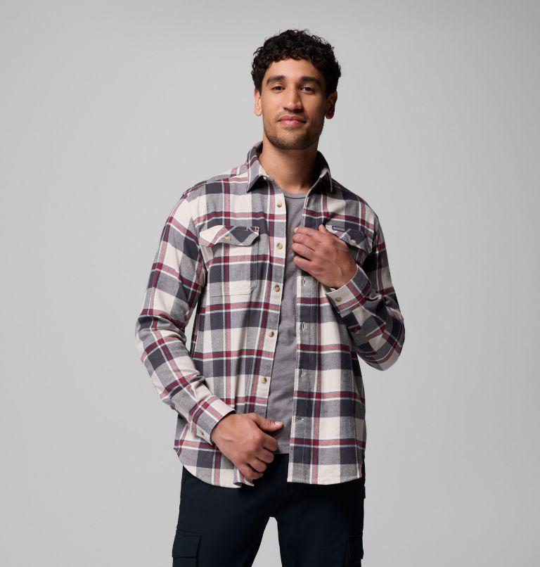 Men's Flare Gun Stretch Flannel Shirt, Color: Dark Stone Trails Edge Plaid, image 5