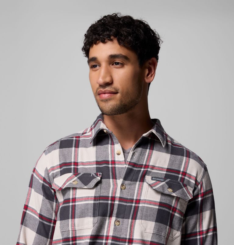 Men's Flare Gun Stretch Flannel Shirt, Color: Dark Stone Trails Edge Plaid, image 6