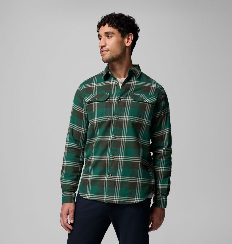 Men's Flare Gun Stretch Flannel Shirt, Color: Rain Forest Trails Edge Plaid, image 4