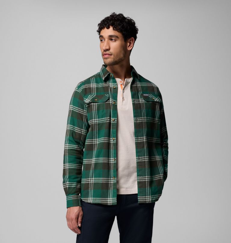 Men's Flare Gun Stretch Flannel Shirt, Color: Rain Forest Trails Edge Plaid, image 5