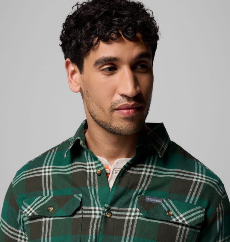 Men's Flare Gun Stretch Flannel Shirt, Color: Rain Forest Trails Edge Plaid, image 6