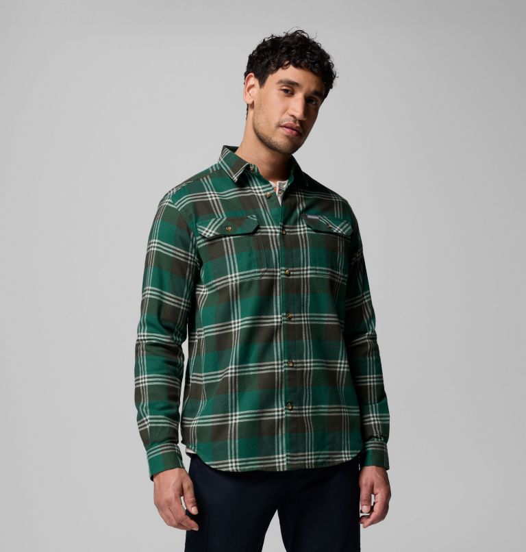 Men's Flare Gun Stretch Flannel Shirt, Color: Rain Forest Trails Edge Plaid, image 1