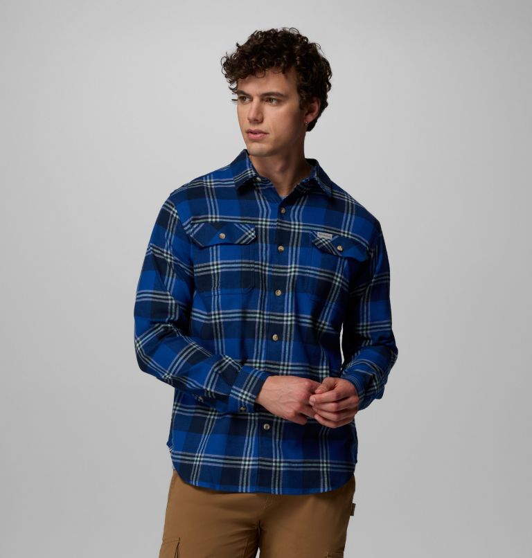 Men's Flare Gun Stretch Flannel Shirt, Color: Mtn Blue Trails Edge Plaid, image 5