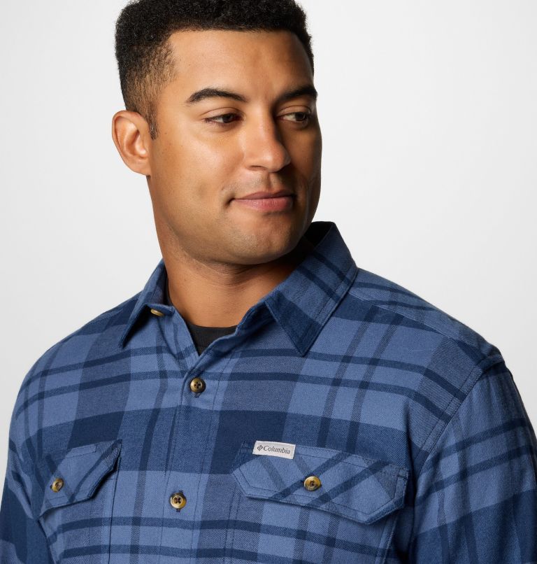 Men's Flare Gun Stretch Flannel Shirt, Color: Collegiate Navy River Crossing Plaid, image 5