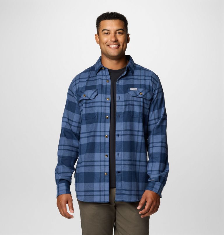 Men's Flare Gun Stretch Flannel Shirt, Color: Collegiate Navy River Crossing Plaid, image 6