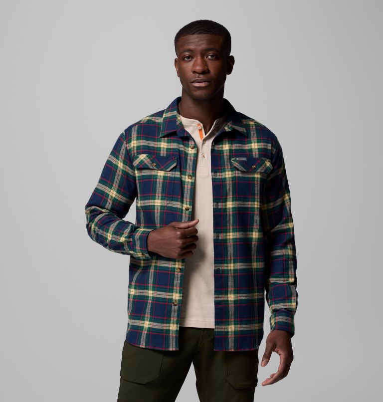 Men's Flare Gun Stretch Flannel Shirt, Color: Coll Navy Two Lane Tartan, image 5