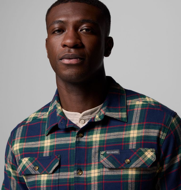 Men's Flare Gun Stretch Flannel Shirt, Color: Coll Navy Two Lane Tartan, image 6