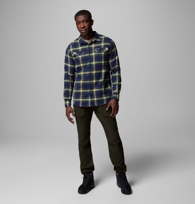 Men's Flare Gun Stretch Flannel Shirt, Color: Coll Navy Two Lane Tartan, image 9