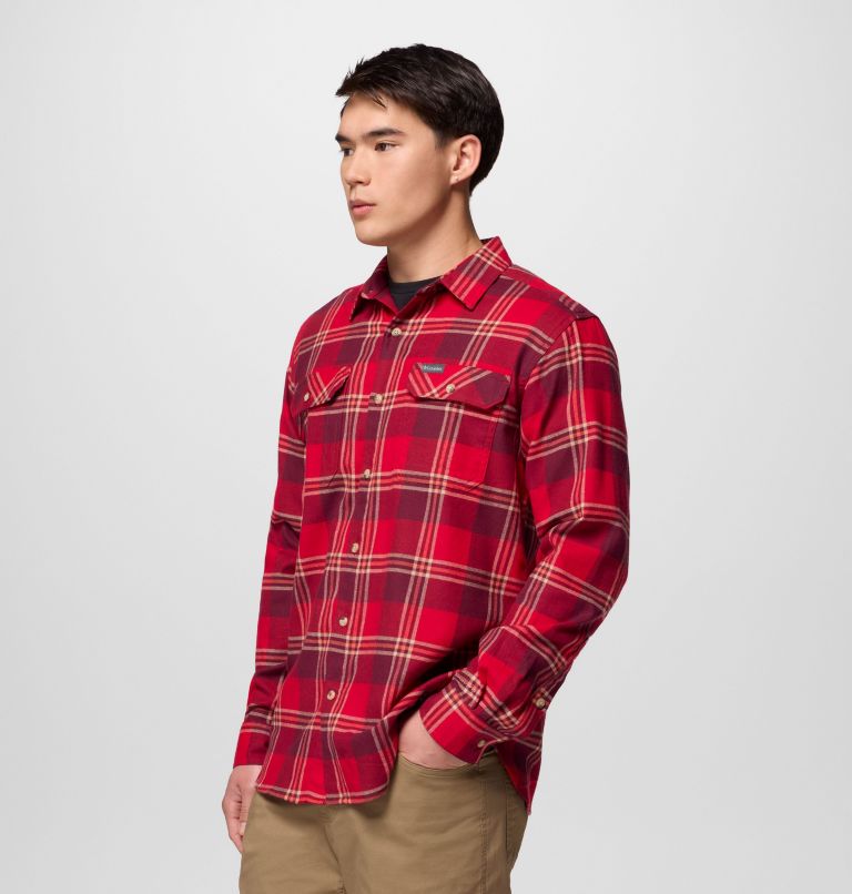 Men's Flare Gun Stretch Flannel Shirt, Color: Mtn Red Trails Edge Plaid, image 4