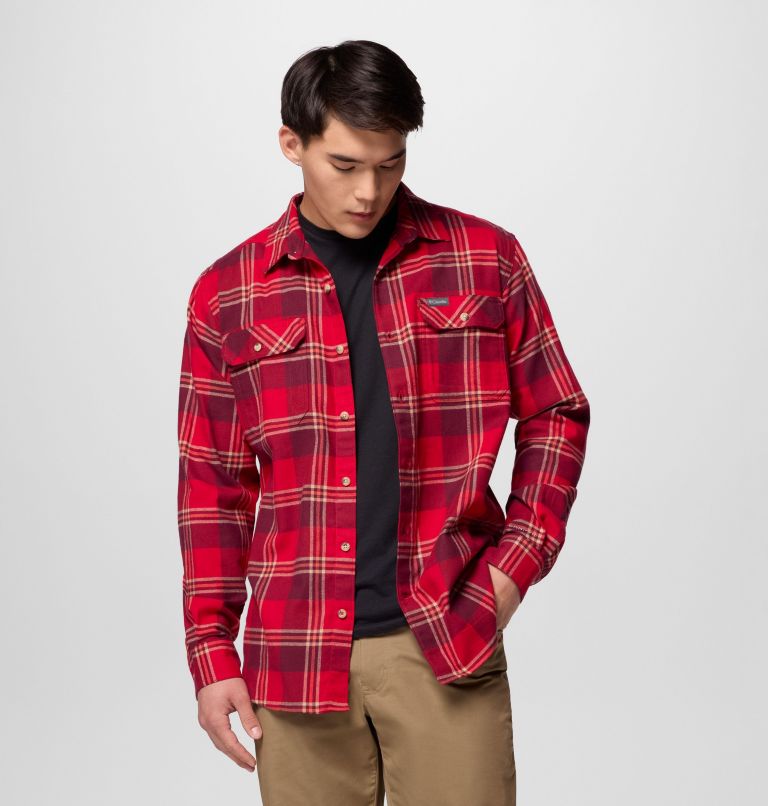 Men's Flare Gun Stretch Flannel Shirt, Color: Mtn Red Trails Edge Plaid, image 5