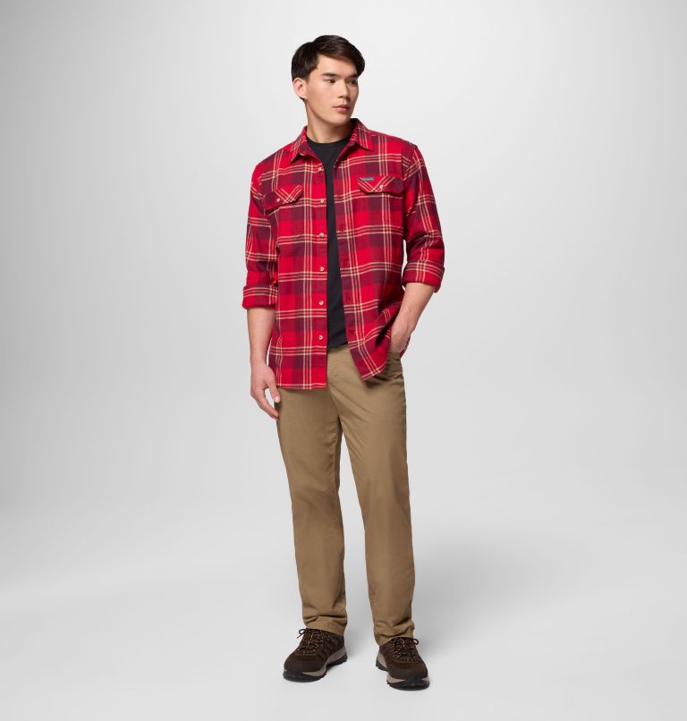 Men's Flare Gun Stretch Flannel Shirt, Color: Mtn Red Trails Edge Plaid, image 2