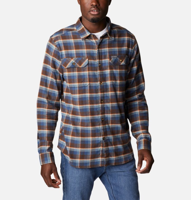 Men's Flare Gun Stretch Flannel Shirt, Color: Cordovan Shadow Plaid, image 1