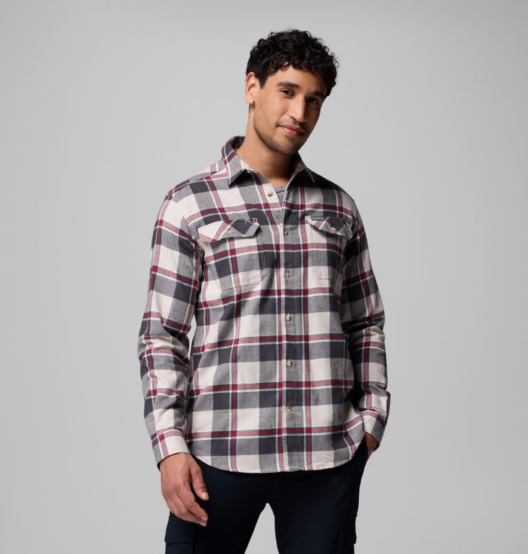 Men's Flare Gun Stretch Flannel - Tall, Color: Dark Stone Trails Edge Plaid, image 1