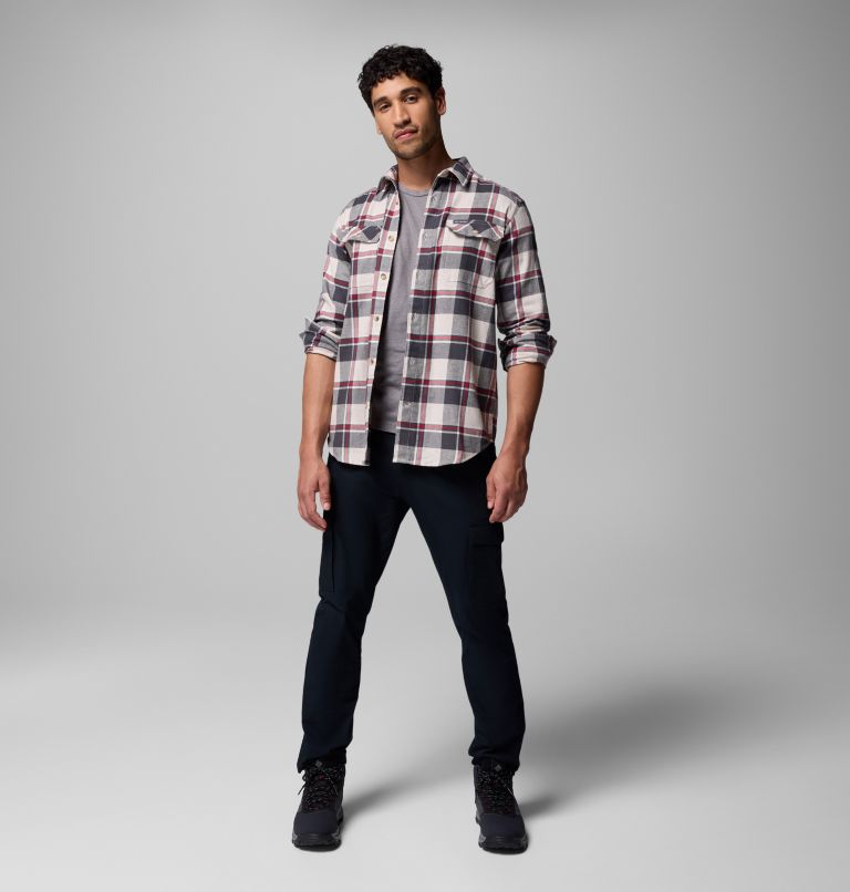 Men's Flare Gun Stretch Flannel - Tall, Color: Dark Stone Trails Edge Plaid, image 2