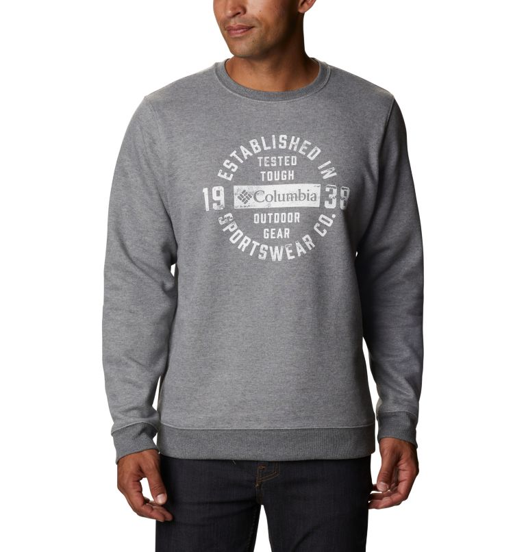 Thumbnail: Men's Hart Mountain Graphic Crew Sweatshirt, Color: Charcoal Heather Tough, image 1