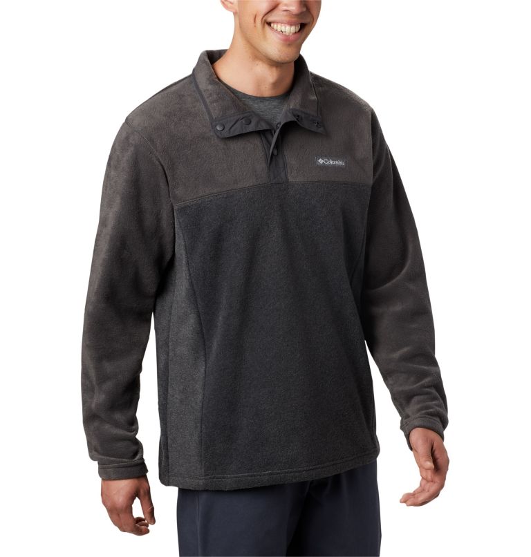 Men's Steens Mountain Half Snap Fleece, Color: Charcoal Heather, Shark, image 3