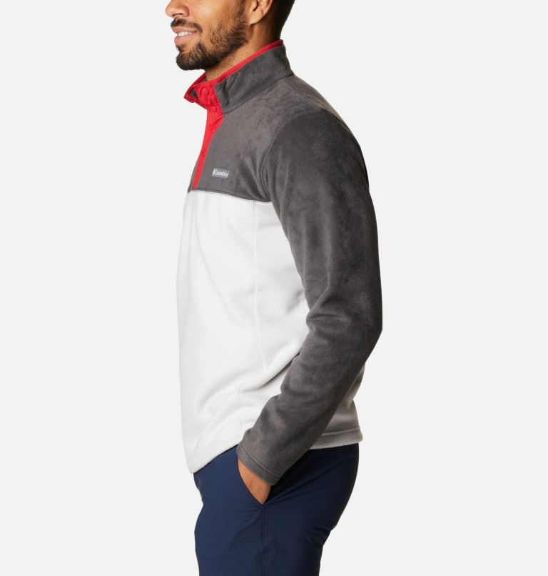 Men's Steens Mountain Half Snap Fleece, Color: Nimbus Grey, Shark, Mountain Red, image 3