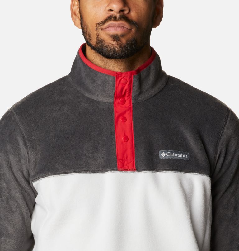 Men's Steens Mountain Half Snap Fleece, Color: Nimbus Grey, Shark, Mountain Red, image 4