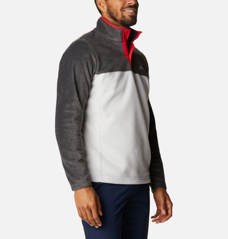 Men's Steens Mountain Half Snap Fleece, Color: Nimbus Grey, Shark, Mountain Red, image 5