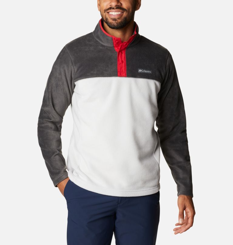 Men's Steens Mountain Half Snap Fleece, Color: Nimbus Grey, Shark, Mountain Red, image 1