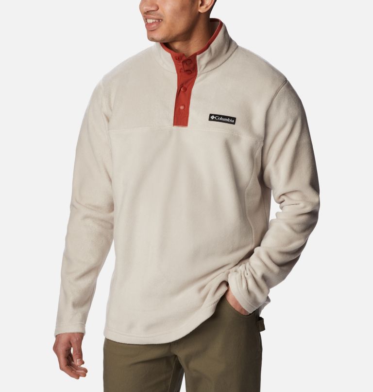 Men's Steens Mountain Half Snap Fleece, Color: Dark Stone, Warp Red, image 5