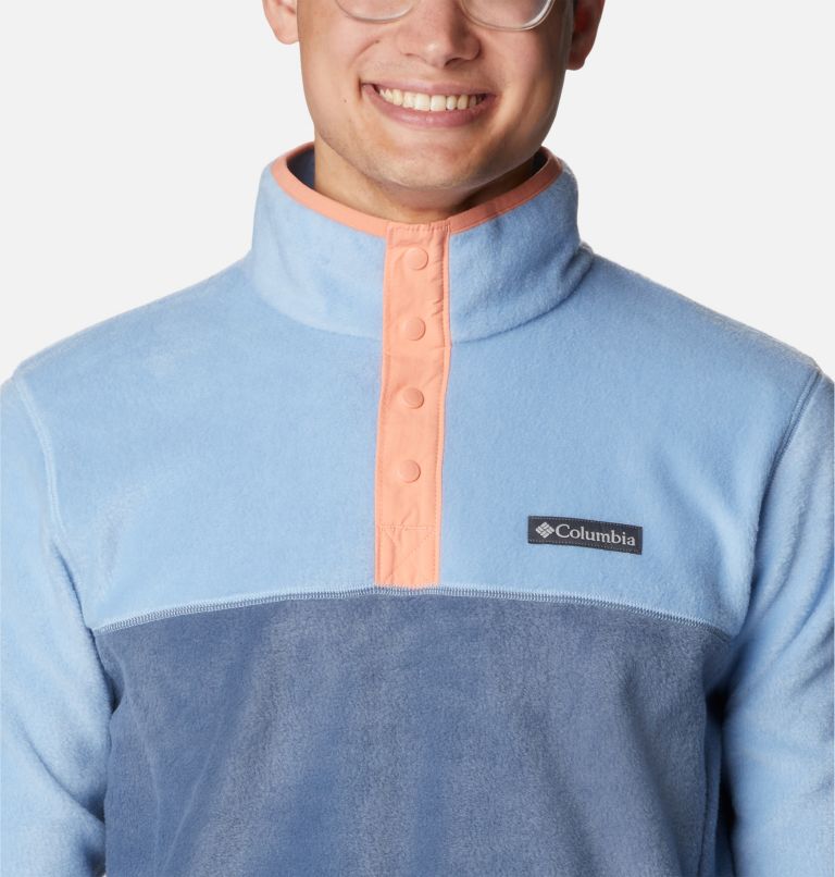 Men's Steens Mountain Half Snap Fleece, Color: Jet Stream, Dark Mountain, Summer Peach, image 4
