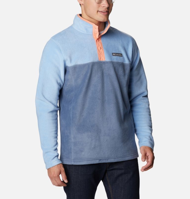 Men's Steens Mountain Half Snap Fleece, Color: Jet Stream, Dark Mountain, Summer Peach, image 5