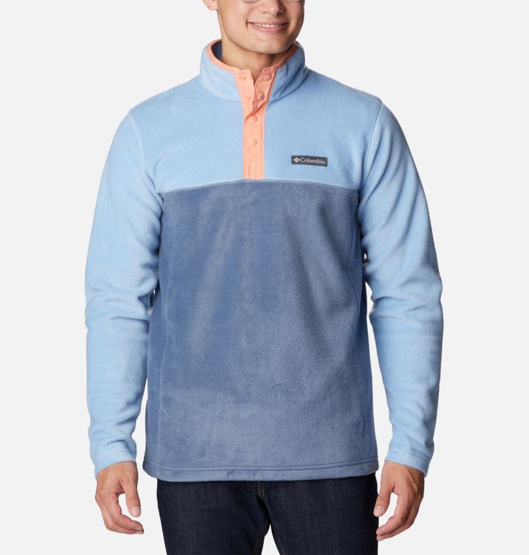 Men's Steens Mountain Half Snap Fleece, Color: Jet Stream, Dark Mountain, Summer Peach, image 1