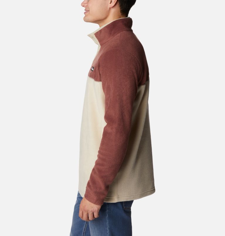 Men's Steens Mountain Half Snap Fleece, Color: Light Raisin, Ancient Fossil, image 3