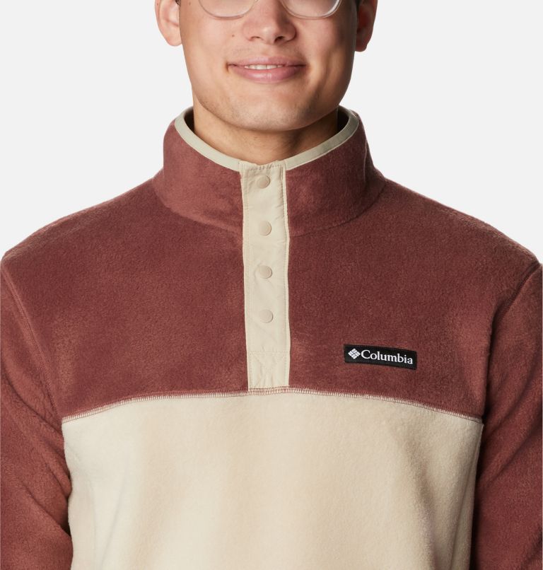 Men's Steens Mountain Half Snap Fleece, Color: Light Raisin, Ancient Fossil, image 4