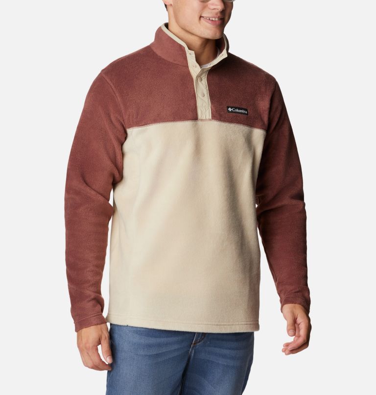 Men's Steens Mountain Half Snap Fleece, Color: Light Raisin, Ancient Fossil, image 5