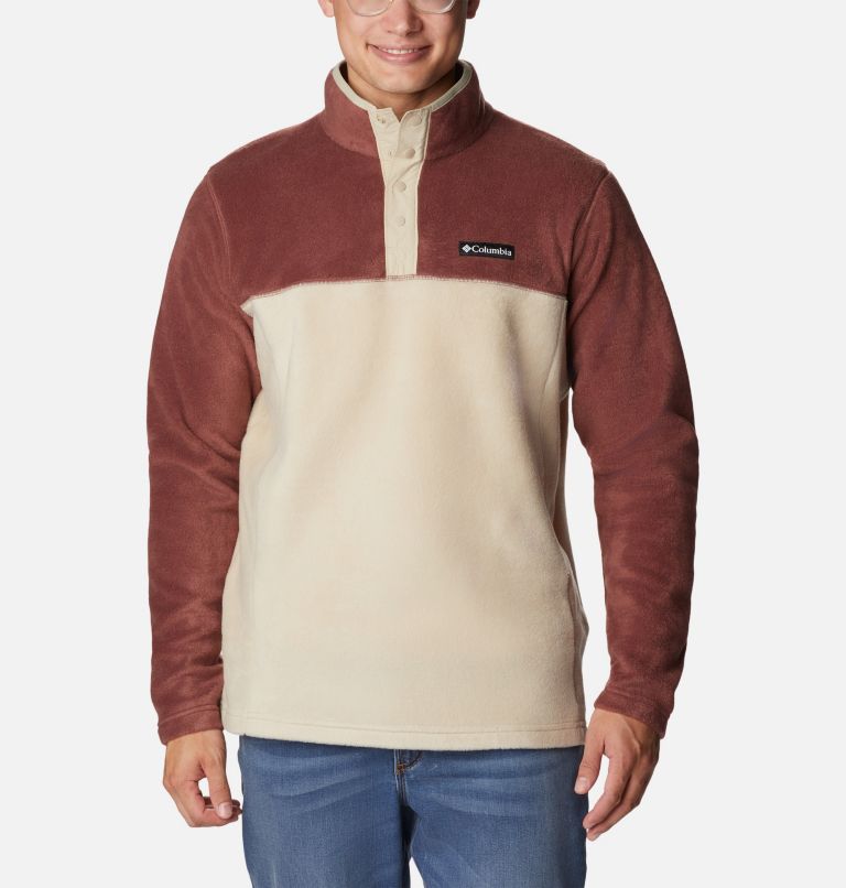 Men's Steens Mountain Half Snap Fleece, Color: Light Raisin, Ancient Fossil, image 1
