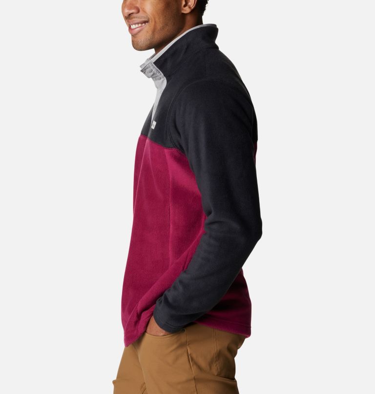 Men's Steens Mountain Half Snap Fleece Pullover, Color: Red Onion, Black, Columbia Grey, image 3