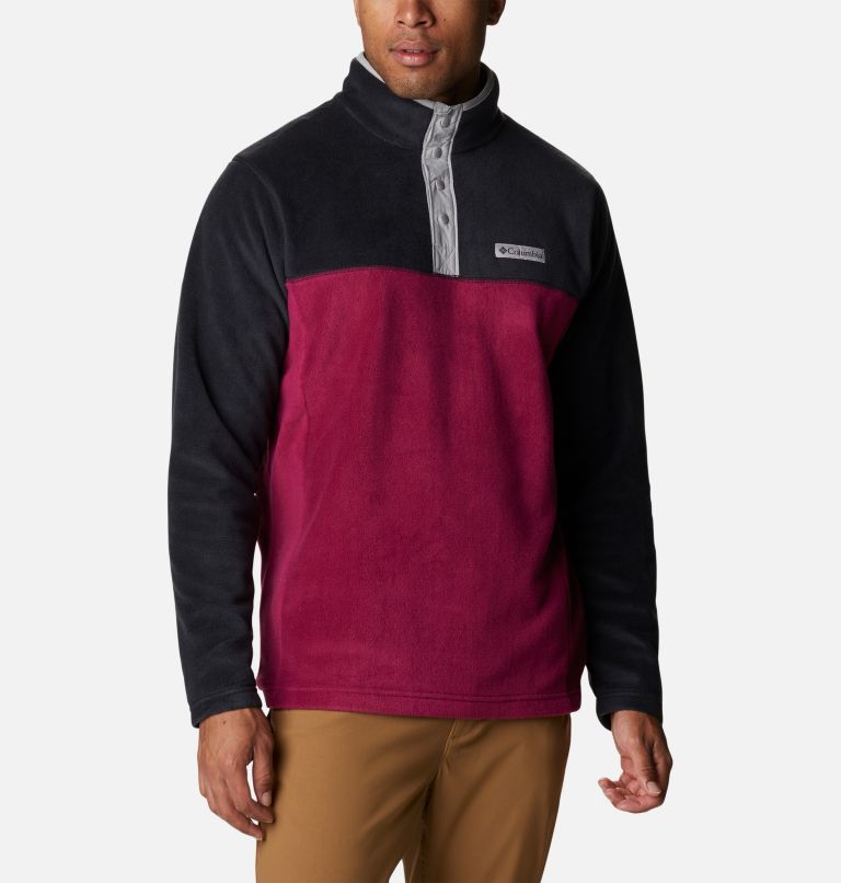 Men's Steens Mountain Half Snap Fleece Pullover, Color: Red Onion, Black, Columbia Grey
