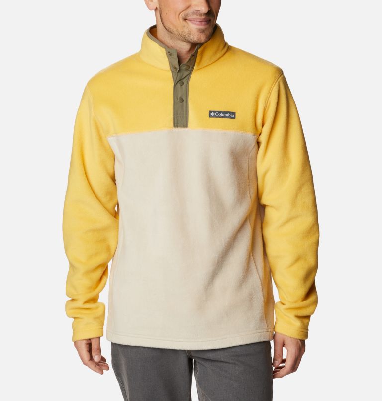 Men's Steens Mountain Half Snap Fleece, Color: Golden Nugget, Anct Fssl, Stone Green, image 1