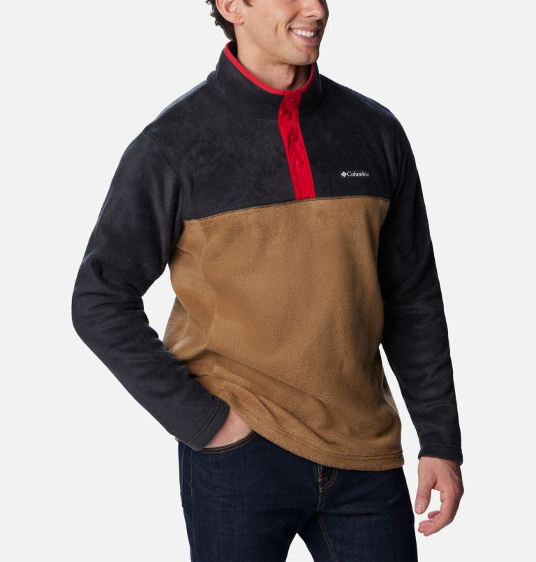 Thumbnail: Men's Steens Mountain Half Snap Fleece Pullover - Tall, Color: Delta, Black, Mountain Red, image 5