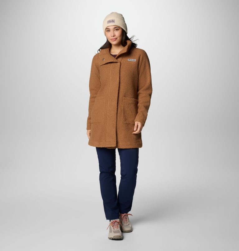 Women's Panorama Long Jacket, Color: Camel Brown, image 3