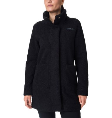 Women's Panorama Long Sherpa Fleece Jacket, Color: Black, image 1