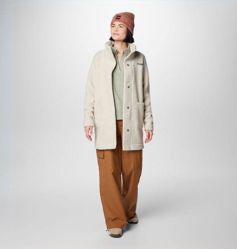 Women's Panorama Long Sherpa Fleece Jacket, Color: Dark Stone, image 3