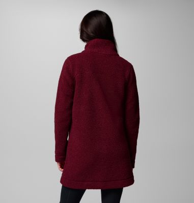 Chaqueta larga de forro polar sherpa Panorama para mujer, Color: Rich Wine, image 3