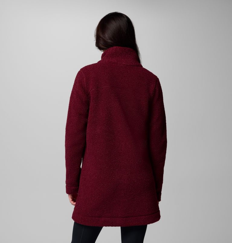 Women's Panorama Long Sherpa Fleece Jacket, Color: Rich Wine, image 3