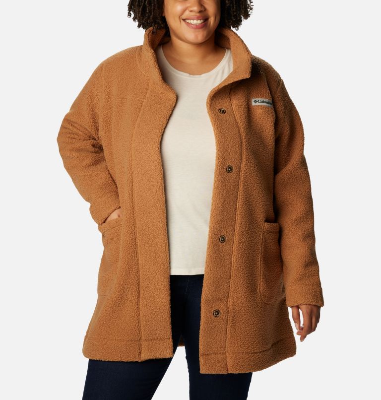 Women's Panorama Long Jacket - Plus Size, Color: Camel Brown, image 6