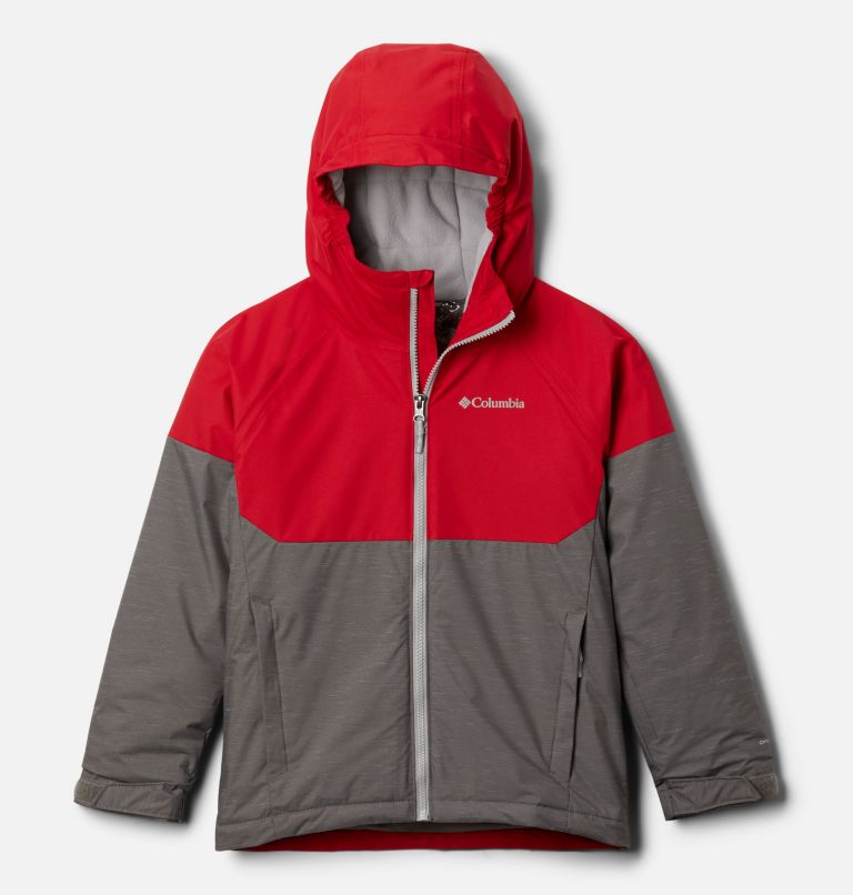 Boys' Alpine Action II Jacket, Color: City Grey Heather, Mtn Red