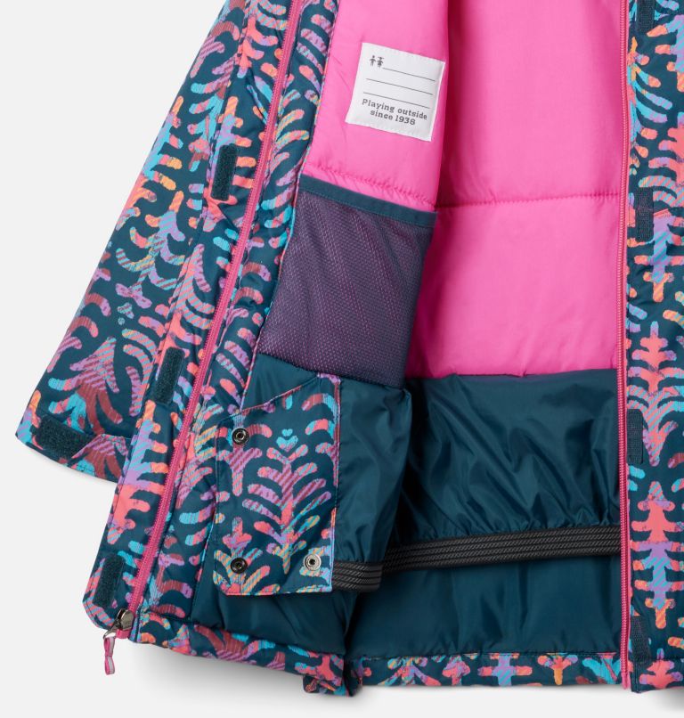 Thumbnail: Girls' Alpine Free Fall II Ski Jacket, Color: Night Wave Conifers, image 3