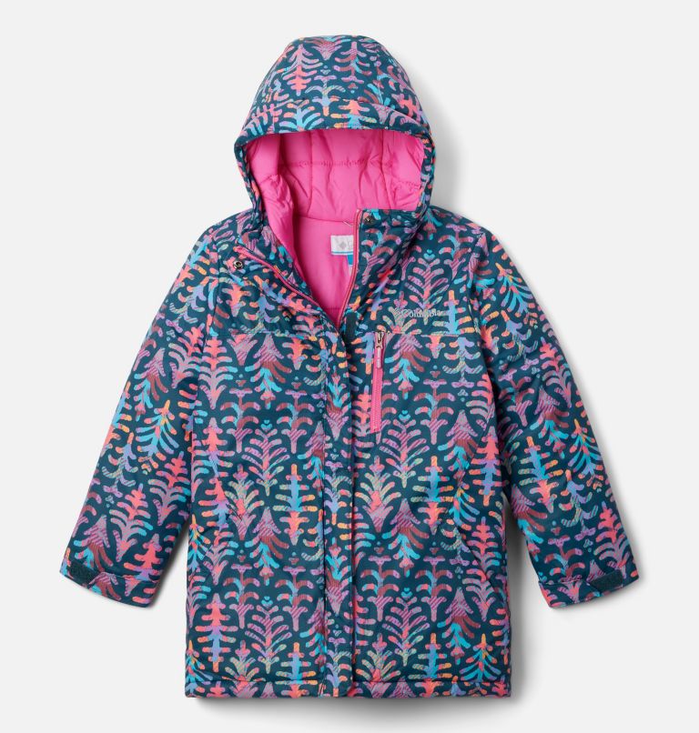 Girls' Alpine Free Fall II Ski Jacket, Color: Night Wave Conifers, image 1