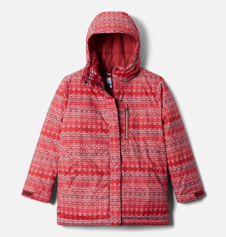 Thumbnail: Girls' Alpine Free Fall II Ski Jacket, Color: Marsala Red, Diamond Stripe Print, image 1