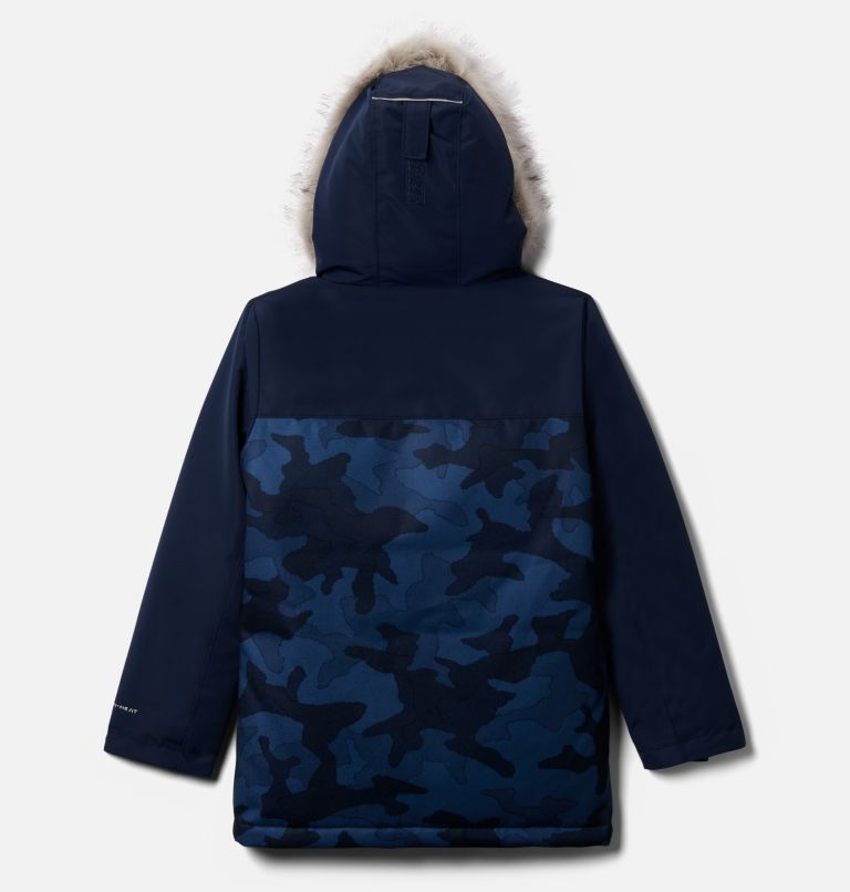Boys' Boundary Bay Down Parka, Color: Coll Navy Trad Camo Print, image 2