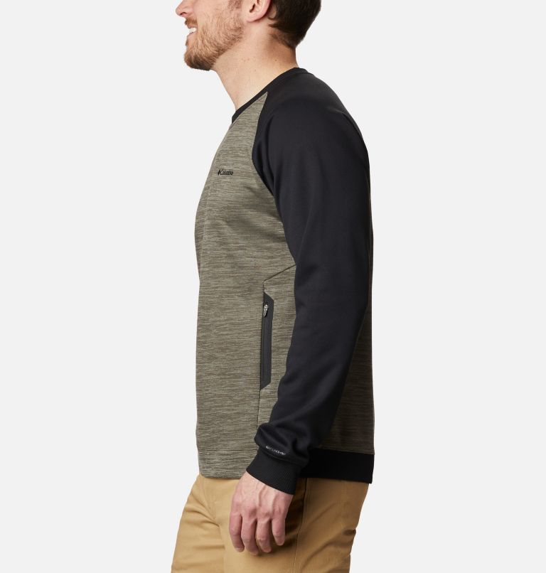 Chandail intermédiaire à col rond Tech Trail pour homme, Color: Stone Green, Black, image 3